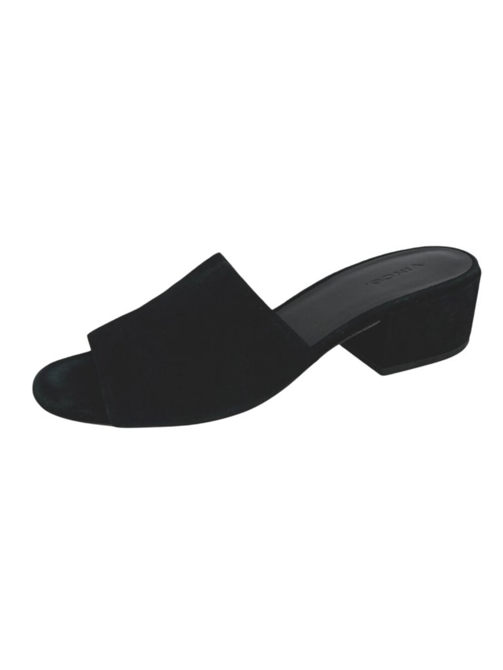 Vince Rachelle 2 Black Suede Block Heel Slide Sandals Womens Size 8.5